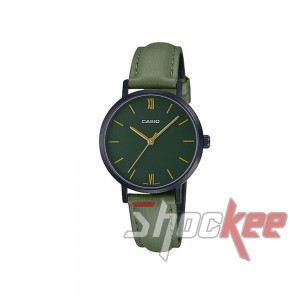 Casio General LTP-VT02BL-3A Green Leather Band Women Watch